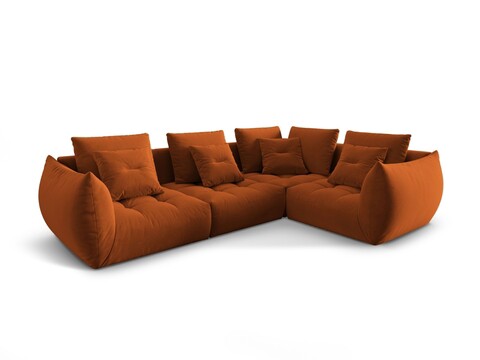 Coltar modular dreapta 3 locuri, Bloom-184, Micadoni Home, 316x216x95 cm, catifea, teracota