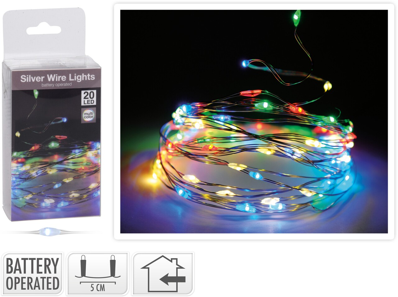 Instalatie Silverwire, 20 Micro LED-uri, Lumina Multicolor