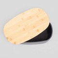 Cutie pentru paine Nores, Homla, 37x22x14 cm, plastic/lemn, negru/natur