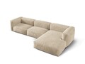 Coltar modular dreapta 3 locuri, Martina-120, Micadoni Home, 332x176x75 cm, catifea, bej deschis