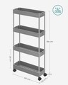 Carucior pentru depozitare Vasagle, 40 x 12.5 x 88 cm, polipropilena/inox, gri