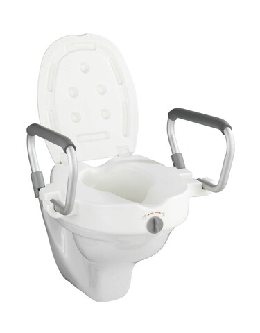 Capac de toaleta cu suporturi pentru brate, Wenko, Armrest, 55 x 47.5 x 37.5 cm, plastic/aluminiu, alb