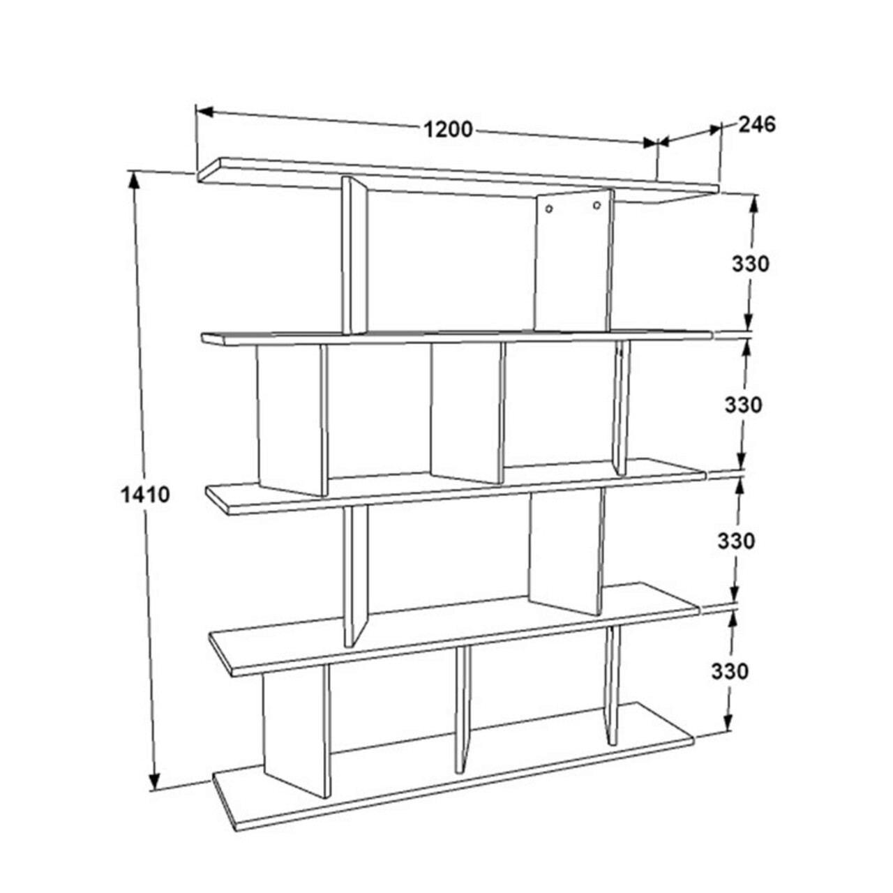 Corp biblioteca Ratu, Pakoworld, 120x24.6x141 cm, PAL, alb