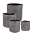 Set ghivece pentru exterior 4 piese Tressage, Bizzotto, Ø43 x 43 cm, fibra de sticla si argila, gri antracit