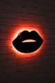 Decoratiune luminoasa LED, Lips 2, MDF, 60 LED-uri, Rosu