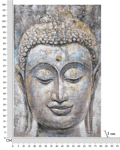Tablou decorativ, Face Buddha Light -A, Mauro Ferretti, 80 x 120 cm, canvas imprimat si pictat/lemn de pin, multicolor