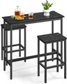 Set masa si 2 scaune de bar, Vasagle, 100x40x90 cm/40x30x65 cm, PAL/otel, negru