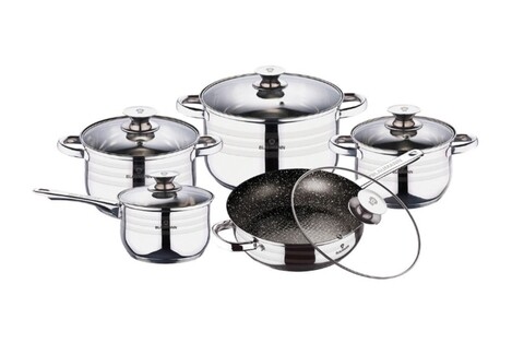 Set de gatit 10 piese, Blaumann, Gourmet Line, inox/sticla termorezistenta