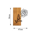 Decoratiune de perete, Rose Love, Lemn/metal, Dimensiune: 47 x 58 cm, Nuc / Negru