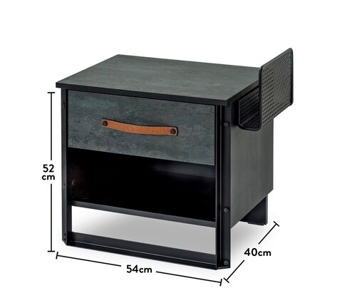 Noptiera, Çilek, Dark Metal Nightstand, 54x52x40 cm, Multicolor