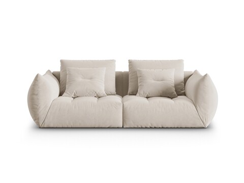 Canapea modulara 3 locuri, Bloom-184, Micadoni Home, 232x106x95 cm, catifea, ecru