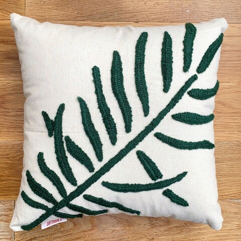 Perna, Pinales Organic Woven Punch Pillow   With İnsert, 43x43 cm, Bumbac, Verde