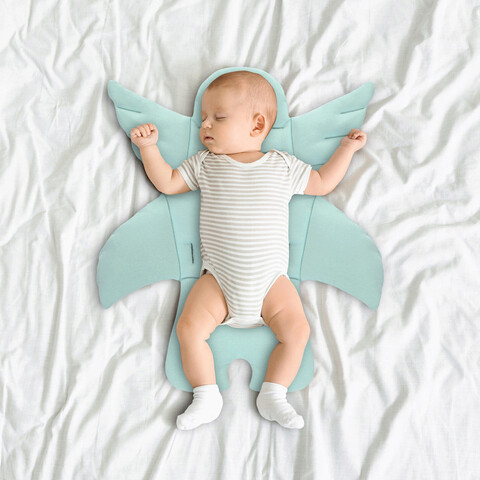 Perna universala copii Baby Pad, Angel Wings, 60x63x5 cm, Bumbac, Verde menta