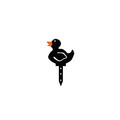 Set decoratiuni pentru gradina, Ducks, Metal, Negru