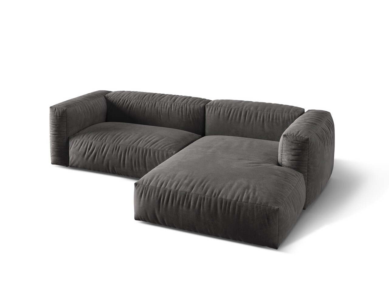 Coltar modular dreapta 2 locuri, Martina-120, Micadoni Home, 283x176x75 cm, catifea, gri - 1 | YEO