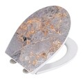 Capac de toaleta cu sistem automat de coborare, Wenko, Easy-Close Grey Marble, 38 x 44.5 cm, duroplast, multicolor