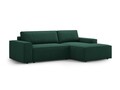 Coltar extensibil dreapta 3 locuri cu lada depozitare, Jodie-78, Micadoni Home, 246x151x86 cm, tesatura structurata, verde