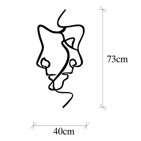 Decoratiune de perete, Interior, Metal, Dimensiune: 40 x 73 cm, Negru