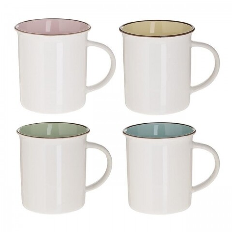 Set 4 cani de cafea Colors, InArt, 320 ml, portelan, multicolor