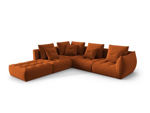 Coltar modular stanga 4 locuri, Bloom-184, Micadoni Home, 316x310x95 cm, catifea, teracota