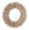 Oglinda decorativa Sarabi, Bizzotto, Ø80 cm, ramuri de tec, natural