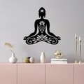 Decoratiune de perete, Yoga 5, Metal, Dimensiune: 70 x 70 cm, Negru