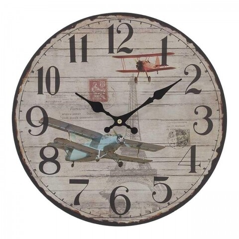 Ceas de perete Aeroplane, InArt, 34x34Χ4 cm, 100% MDF, multicolor