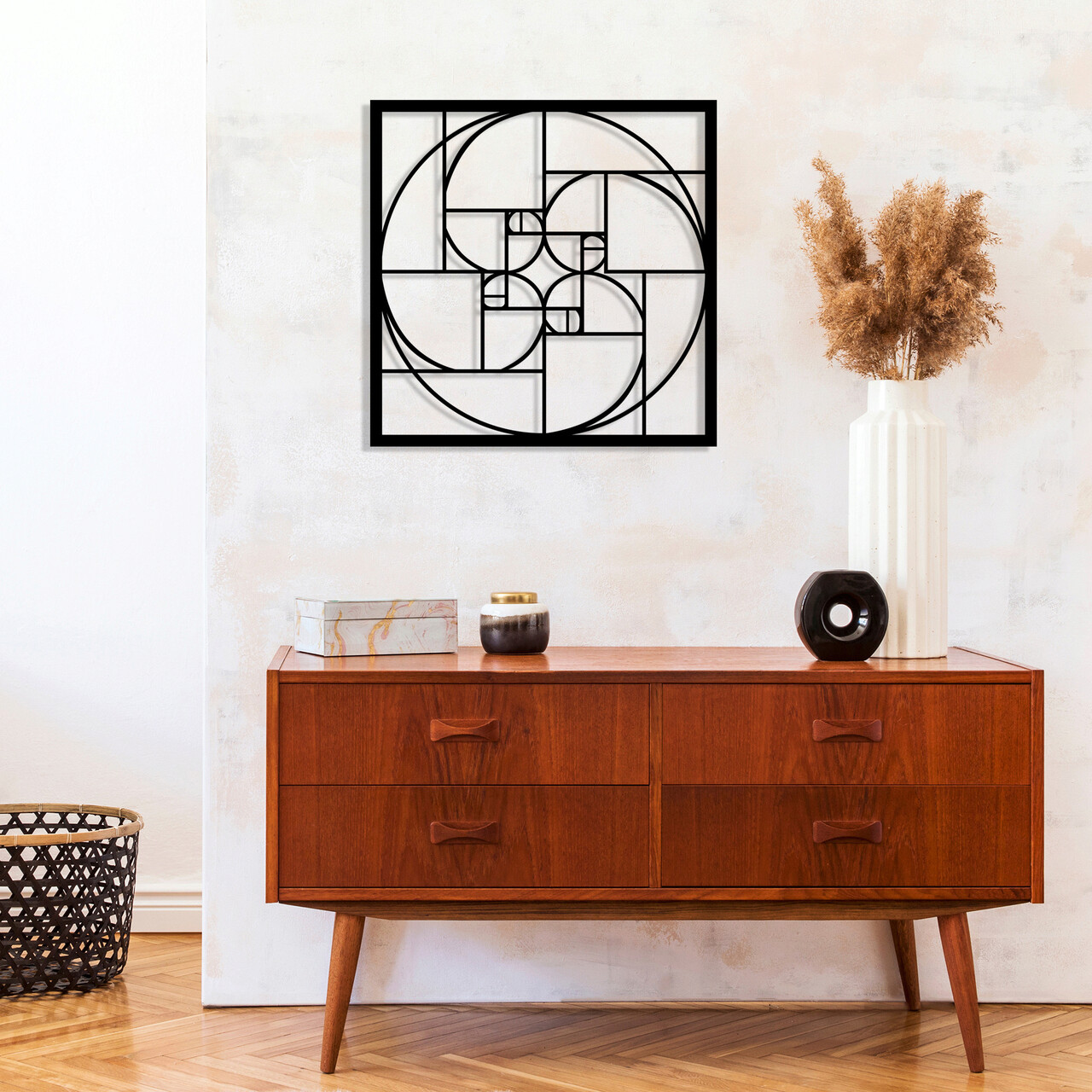 Decoratiune de perete, Golden Ratio, metal, 52 x 52 cm, negru - 2 | YEO