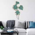 Decoratiune de perete, Monstera, Metal, Dimensiune: 66 x 111 cm, Turcoaz / Galben