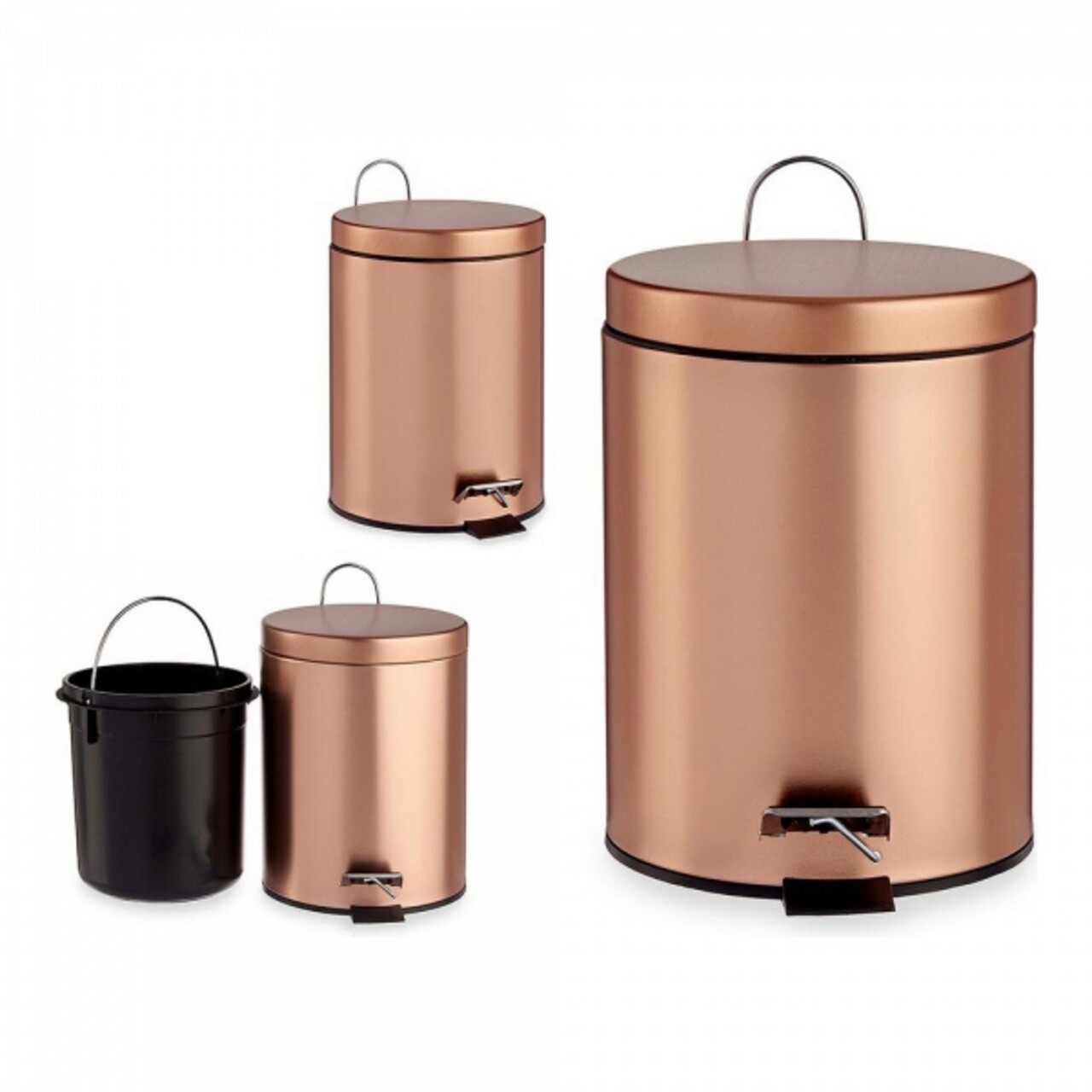 Cos de gunoi cu pedala Copper, Berilo, 3 L, metal/plastic - 1 | YEO