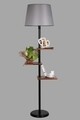 Lampadar cu 3 rafturi, Luin, 8270-2E27, 60 W, metal/lemn/textil