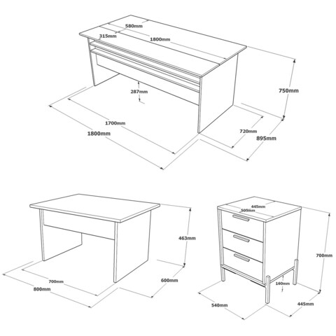 Set mobilier de birou, Locelso, VS7, Maro / Gri / Antracit