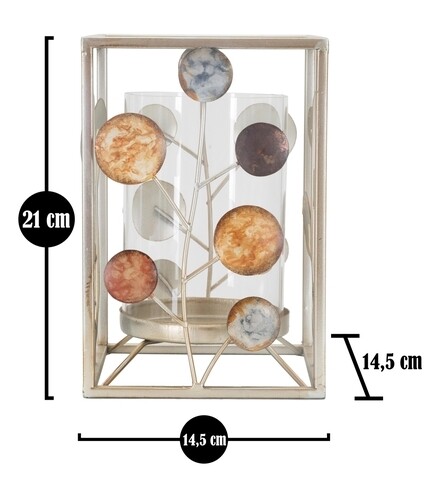 Suport pentru lumanare Bixy, Mauro Ferretti, 14.5x14.5x21 cm, fier/sticla, multicolor