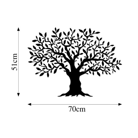 Decoratiune de perete, Monumental Tree Large, Metal, Dimensiune: 70 x 51 cm, Negru