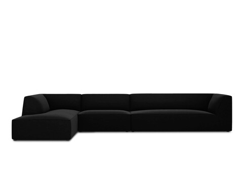 Coltar stanga 5 locuri, Ruby, Micadoni Home, BL, 366x180x69 cm, catifea, negru