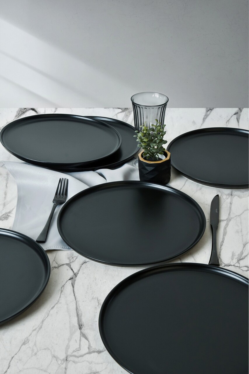 Set platouri pentru servire, Keramika, 275KRM2205, 100% CERAMICA / , Nu absoarbe apa, Negru mat - 1 | YEO