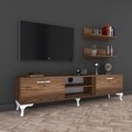 Comoda TV cu 2 rafturi de perete A4 - 182, Wren, 150 x 30 x 43.7 cm/50 x 15 x 13 cm, walnut