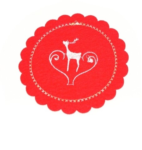 Poza Set 6 suporturi pentru pahare Deer, Mercury, Ã˜10 cm, fetru, rosu