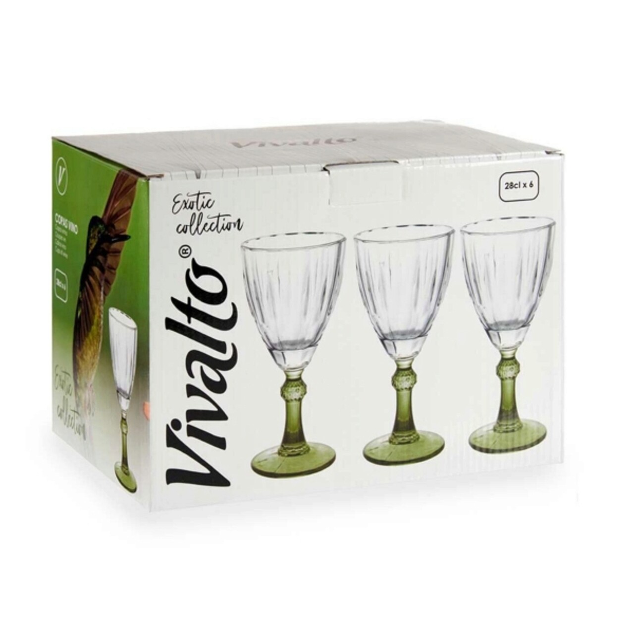 Set 6 Pahare De Vin Exotic, Vivalto, 275 Ml, Sticla, Verde