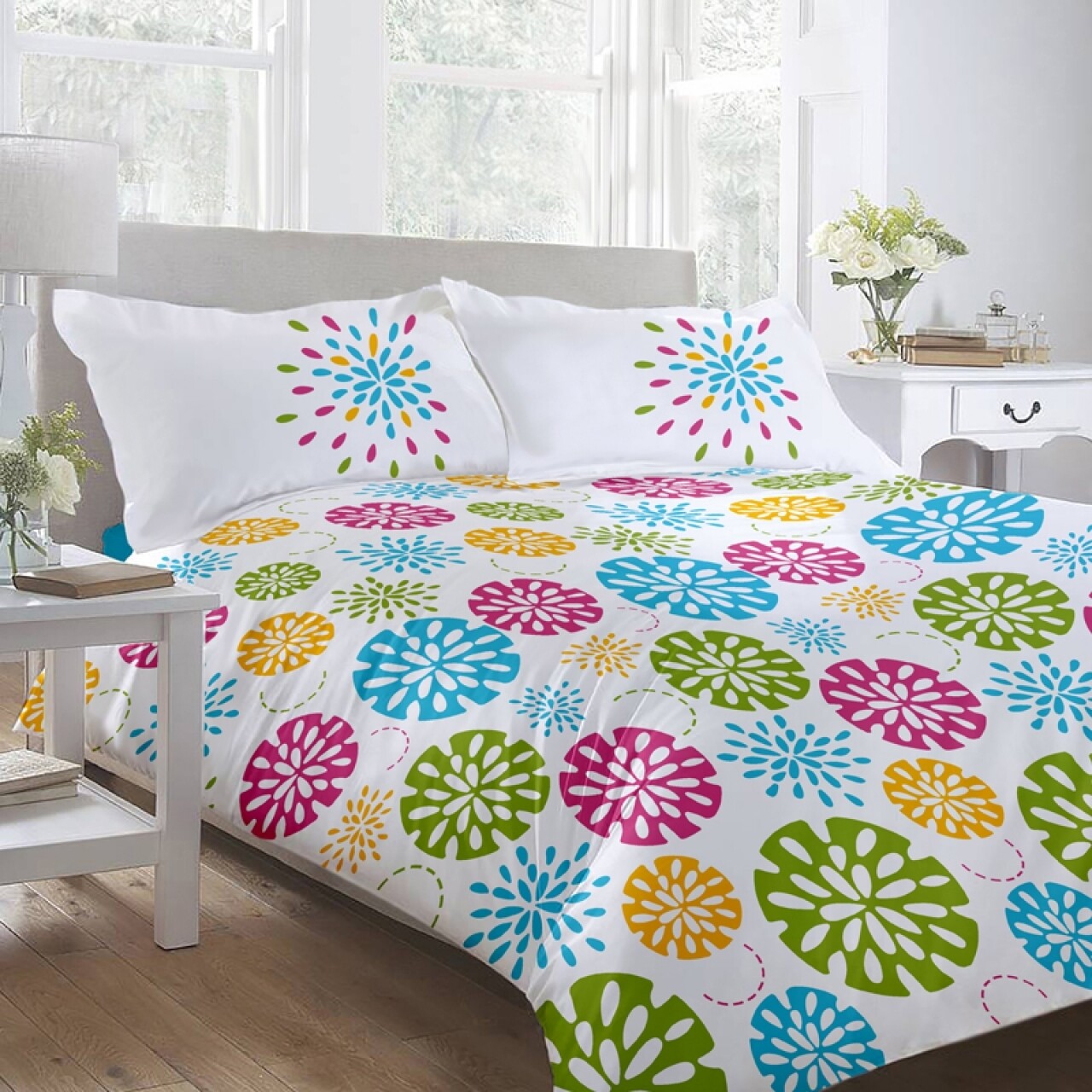 Lenjerie De Pat Dubla King Size Fiesta V.1, 4 Piese, 240 X 250 Cm, 100% Bumbac, Multicolora