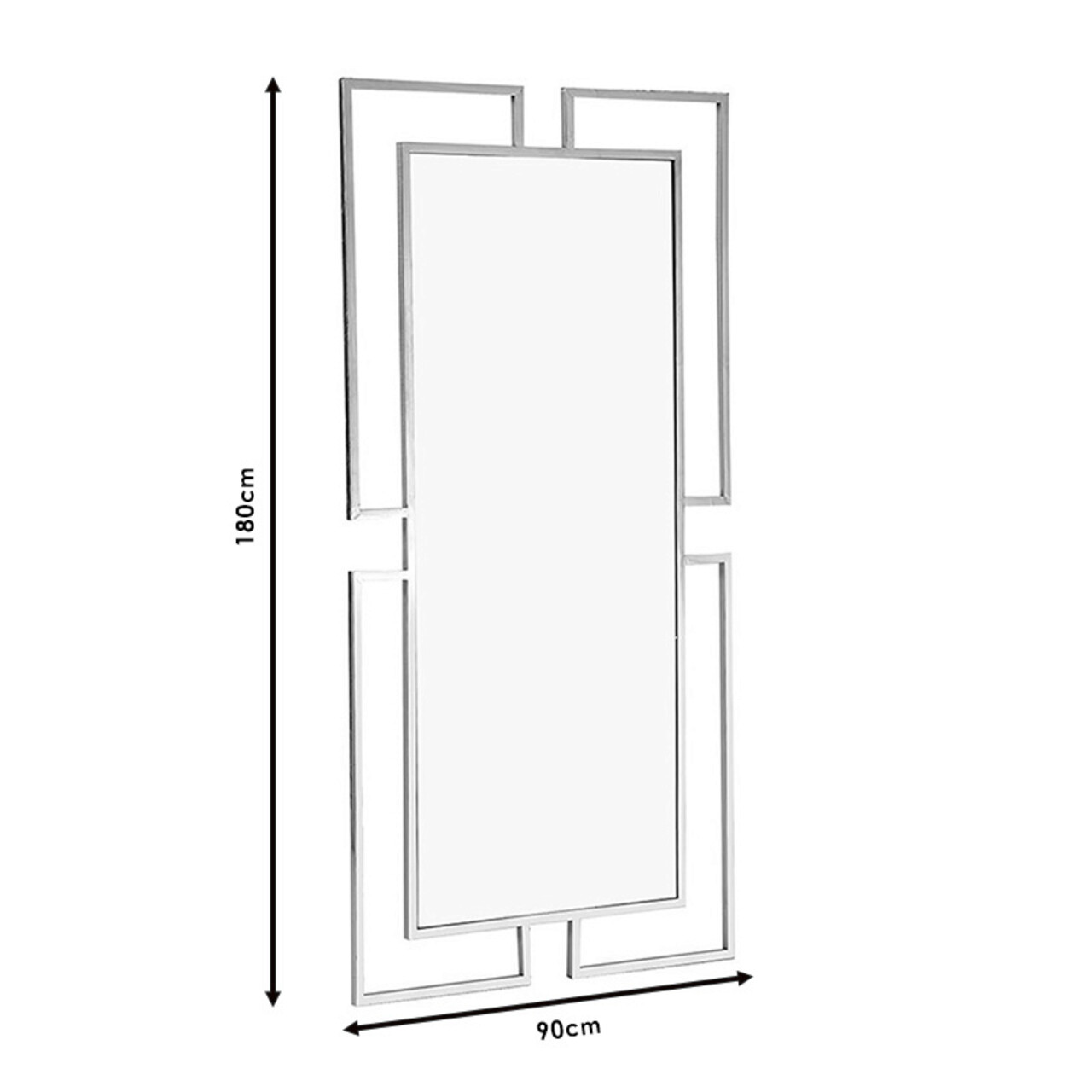 Oglinda decorativa Focus, Pakoworld, 90x180 cm, inox, argintiu