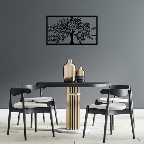 Decoratiune de perete, Monumental Tree, Metal, 70 x 40 cm, Negru