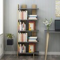 Corp biblioteca, Olivia, Elas, 62x150x25 cm, PAL, Antracit / Negru / Stejar