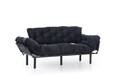 Canapea extensibila Nitta Triple, Futon, 3 locuri, 225x70 cm, metal, negru