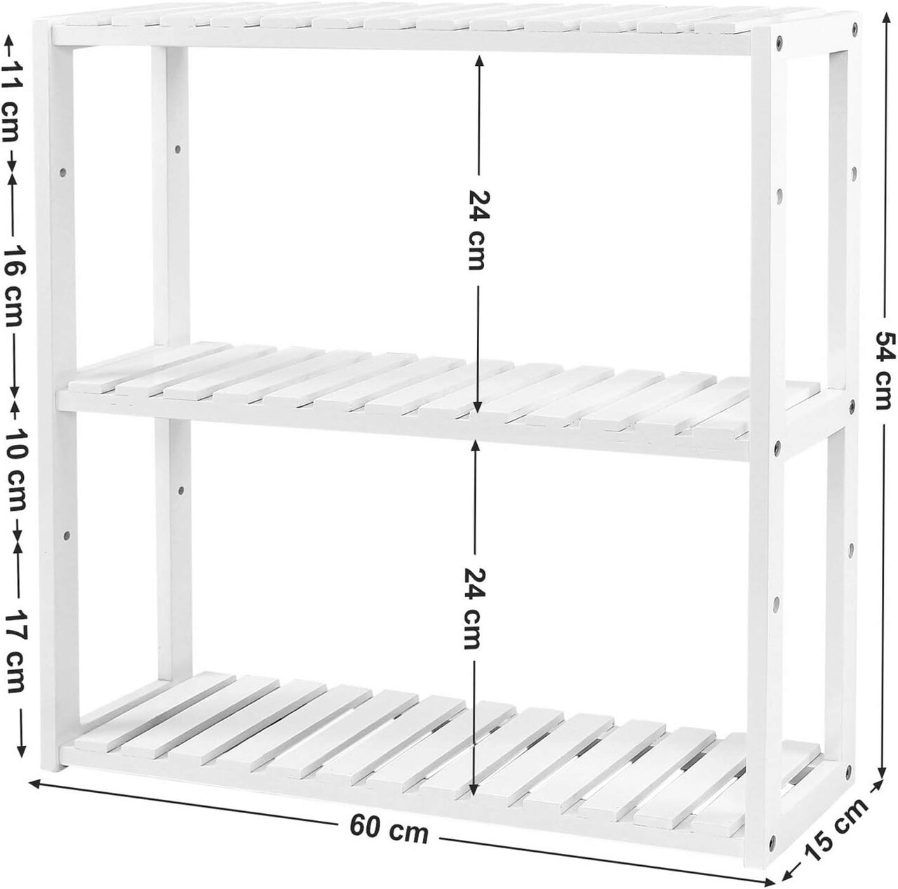 Raft de depozitare multifunctional Vasagle, 60x15x54 cm, bambus, alb - 2 | YEO