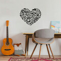 Decoratiune de perete, Musical Love, Metal, Dimensiune: 70 x 57 cm, Negru