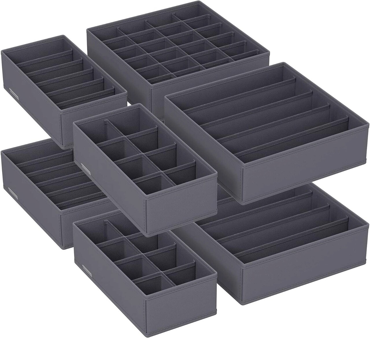 Set 8 organizatoare pentru sertare, Vasagle, 32x32x10cm/32x16x10cm, material netesut, gri