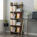 Corp biblioteca, Olivia, Elas, 62x150x25 cm, PAL, Antracit / Negru / Stejar