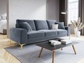 Canapea, Madara, Mazzini Sofas, 4 locuri, gold legs, 237x102x90 cm, catifea, albastru deschis