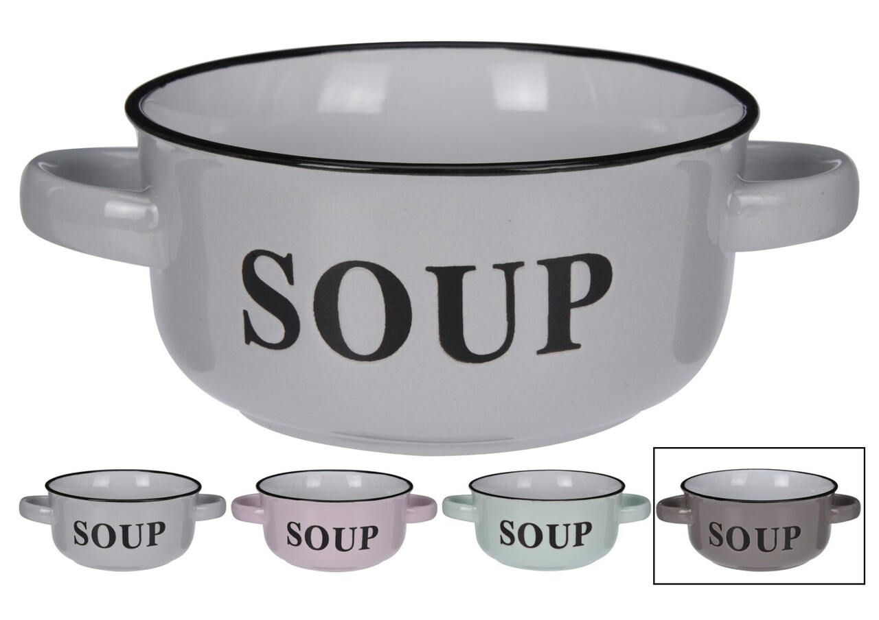 Bol Soup v4, Excellent Houseware, 18x13x6.5 cm, 490 ml, ceramica, grej - 1 | YEO